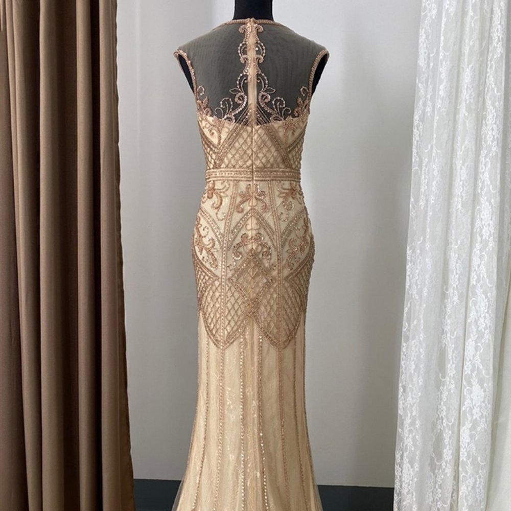 Illusion Neck Sheath Shape Prom Dress AC7001 - Picture 2 of 7